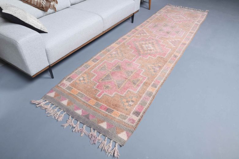 Pastel Colored Vintage Runner Rug