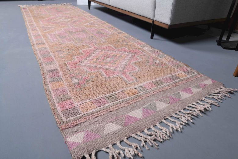 Pastel Colored Vintage Runner Rug