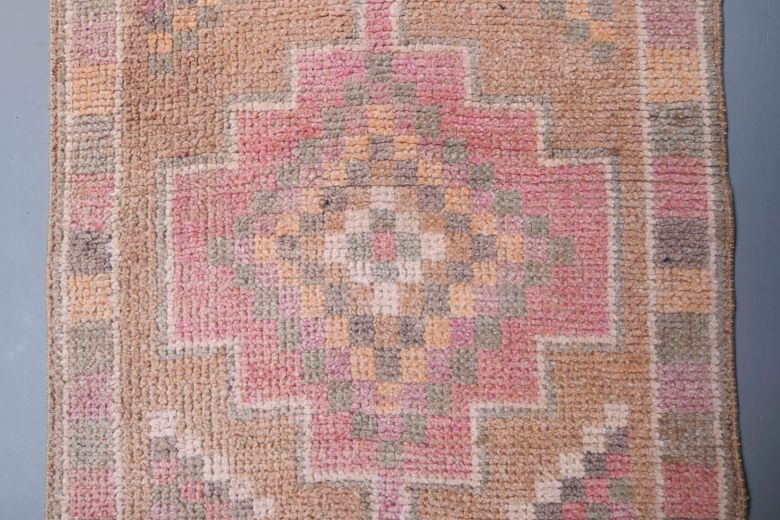 Pastel Colored Vintage Runner Rug