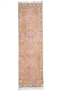 Pastel Colored Vintage Anatolian Runner Rug - Thumbnail