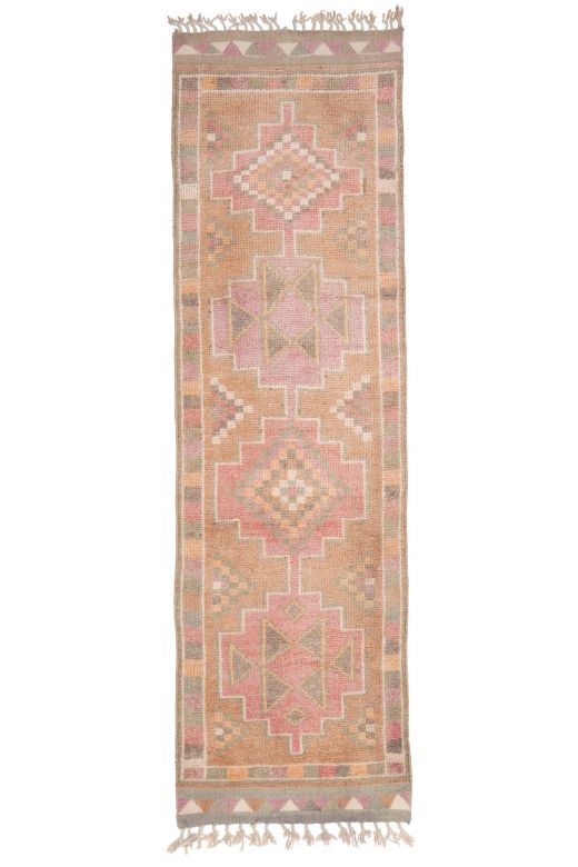 Pastel Colored Vintage Anatolian Runner Rug