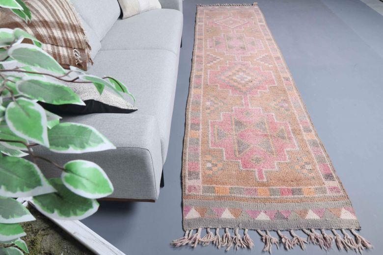 Pastel Colored Vintage Anatolian Runner Rug