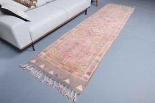 Pastel Colored Vintage Anatolian Runner Rug - Thumbnail
