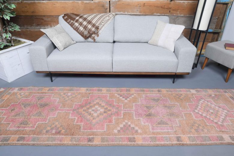 Pastel Colored Vintage Anatolian Runner Rug