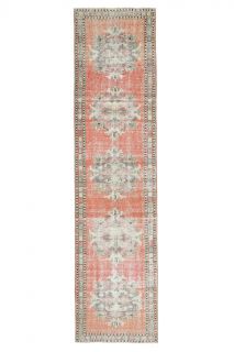 Turkish Oriental Vintage Runner Rug - Thumbnail