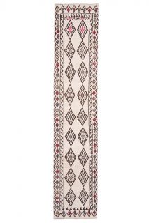 Boho Chic White Vintage Runner Rug - Thumbnail