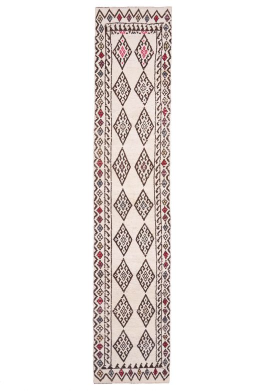 Boho Chic White Vintage Runner Rug