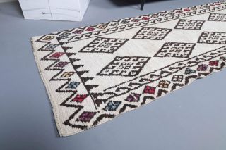 Boho Chic White Vintage Runner Rug - Thumbnail