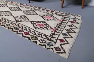 Boho Chic White Vintage Runner Rug - Thumbnail