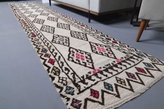 Boho Chic White Vintage Runner Rug - Thumbnail