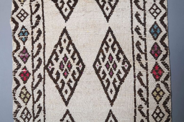 Boho Chic White Vintage Runner Rug