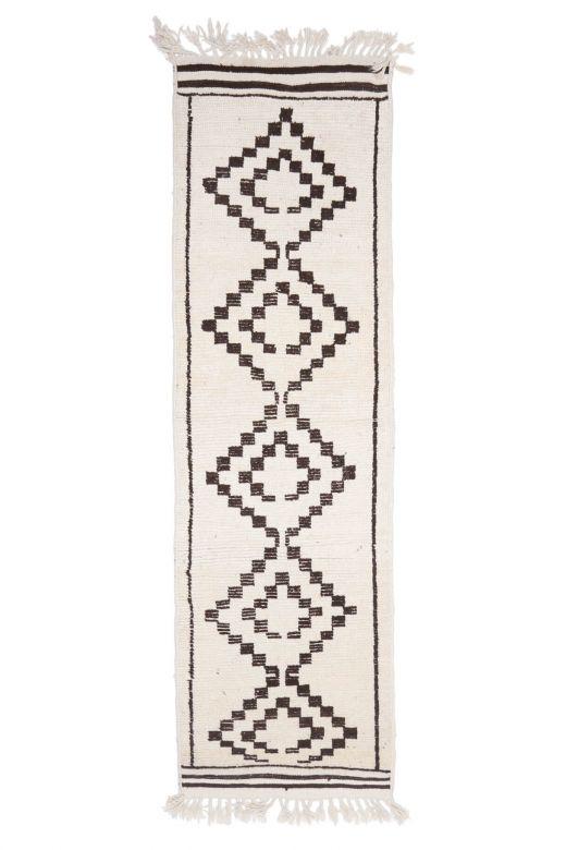 Boho Chic White Vintage Runner Rug