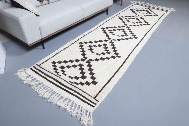 Boho Chic White Vintage Runner Rug