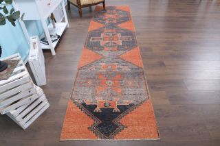 Vintage Hallway Orange Runner Rug - Thumbnail