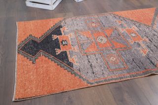 Vintage Hallway Orange Runner Rug - Thumbnail