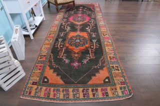 Folk Art Unique Vintage Runner Rug - Turkish Historic Motifs - Thumbnail