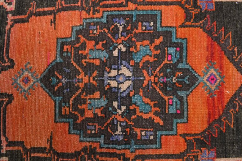 Folk Art Unique Vintage Runner Rug - Turkish Historic Motifs