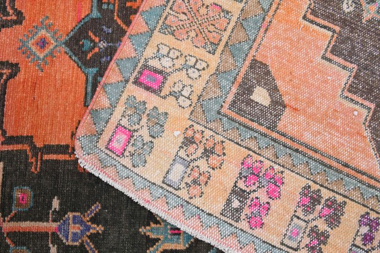 Folk Art Unique Vintage Runner Rug - Turkish Historic Motifs