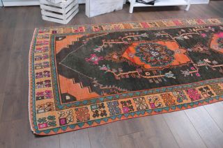 Folk Art Unique Vintage Runner Rug - Turkish Historic Motifs - Thumbnail