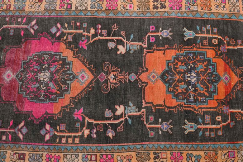 5x13 Wide Anatolian Runner, Folk Art Unique Vintage Runner Rug - Turkish Historic Motifs