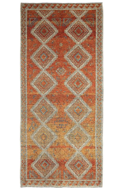 Orange Handmade Vintage Wide Runner Rug