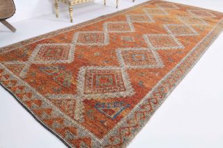 Orange Handmade Vintage Wide Runner Rug - Thumbnail