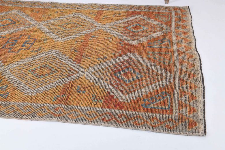 Orange Handmade Vintage Wide Runner Rug