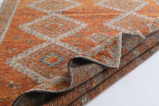 Orange Handmade Vintage Wide Runner Rug - Thumbnail