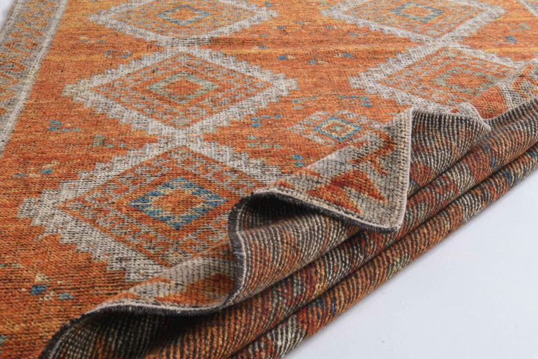 Orange Handmade Vintage Wide Runner Rug