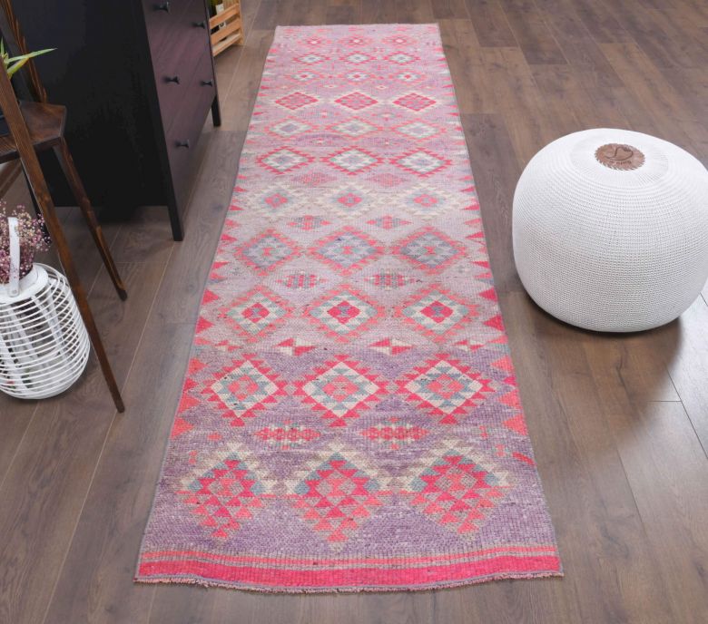 Hand-Knotted Vintage Runner Rug