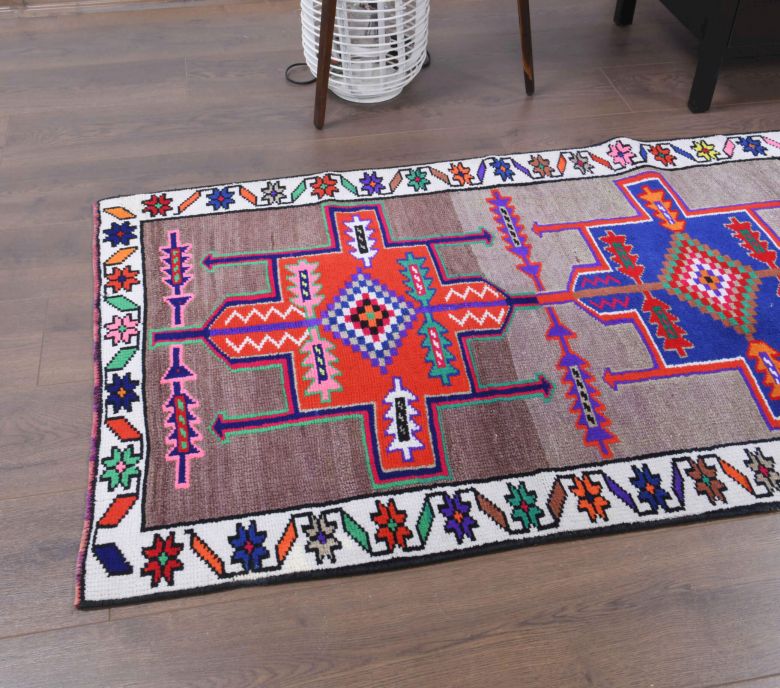 Hand-Knotted Vintage Runner Rug