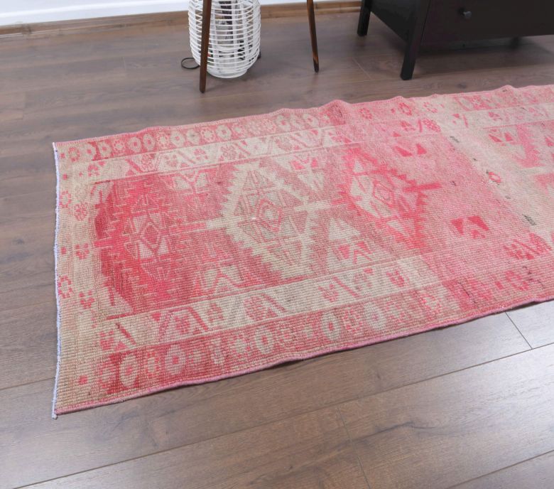 Hand-Knotted Vintage Runner Rug