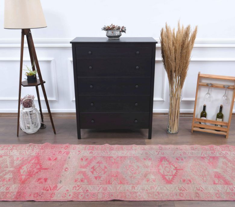 Hand-Knotted Vintage Runner Rug