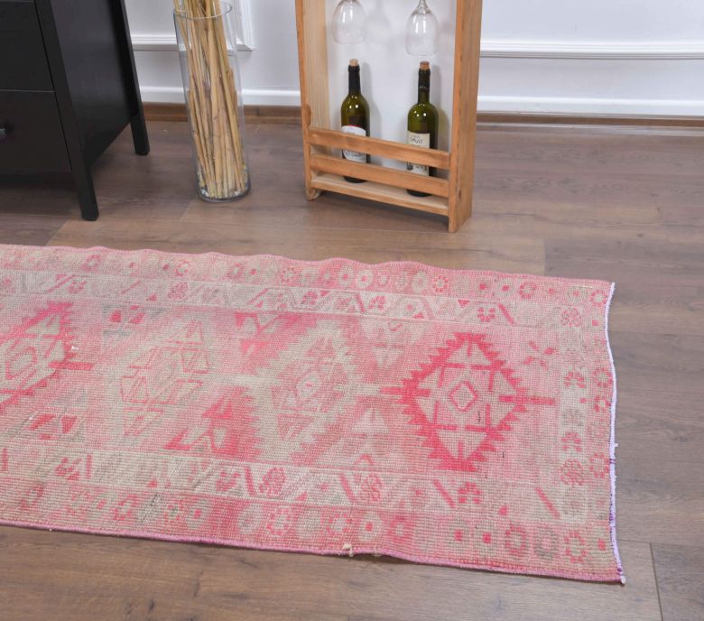 Hand-Knotted Vintage Runner Rug