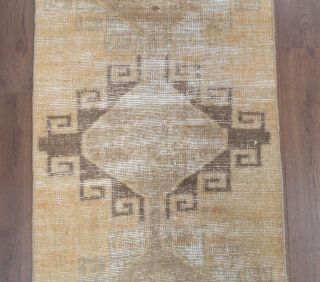 Geometric Original Vintage Runner Rug - Thumbnail