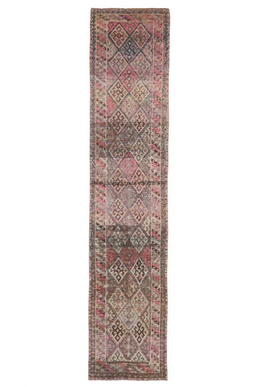 Hand-Knotted Vintage Runner Rug