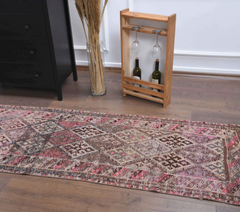 Hand-Knotted Vintage Runner Rug