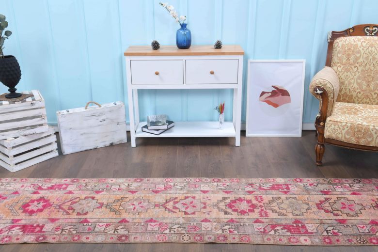 Turkish Anatolian Vintage Runner Rug - 32798