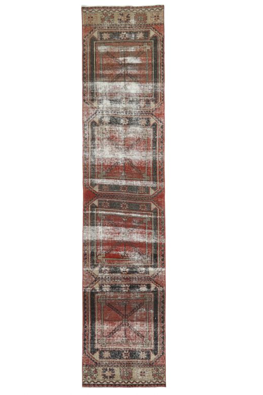 Vintage Runner Rug with Inner Anatolian Motifs