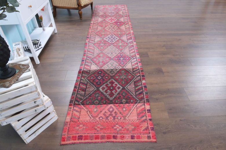 Hand-Knotted Vintage Runner Rug