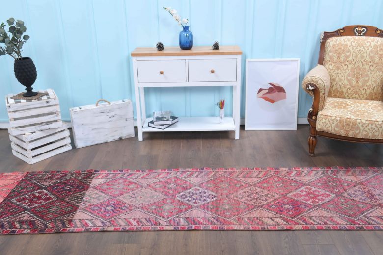 Hand-Knotted Vintage Runner Rug