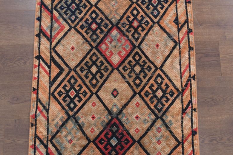 Hand-Knotted Vintage Runner Rug