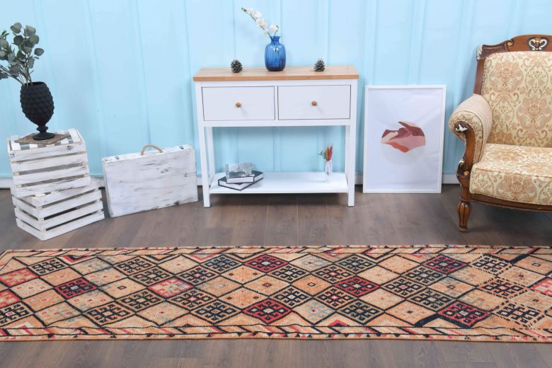 Hand-Knotted Vintage Runner Rug