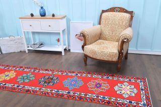Brilliant Hand-Knotted Vintage Runner Rug - Thumbnail