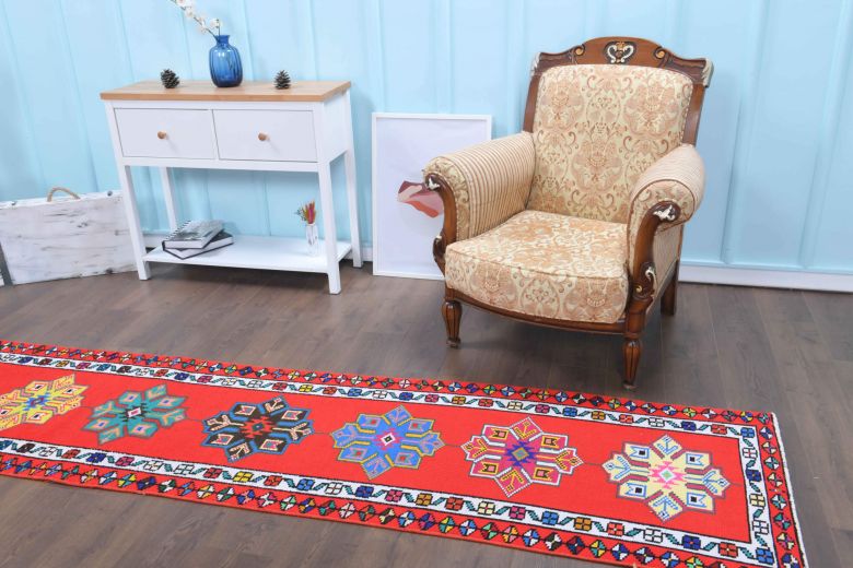 Brilliant Hand-Knotted Vintage Runner Rug