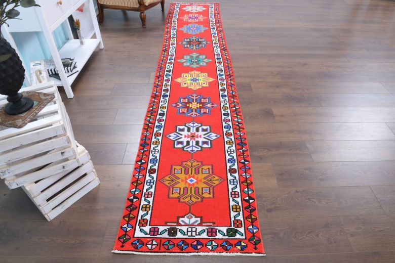 Brilliant Hand-Knotted Vintage Anatolian Runner Rug