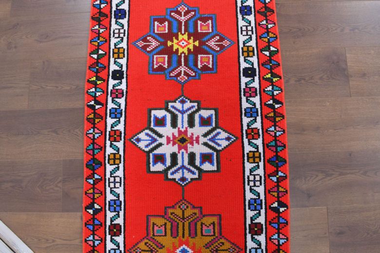 Brilliant Hand-Knotted Vintage Anatolian Runner Rug