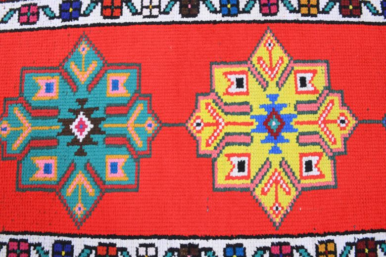 Brilliant Hand-Knotted Vintage Anatolian Runner Rug