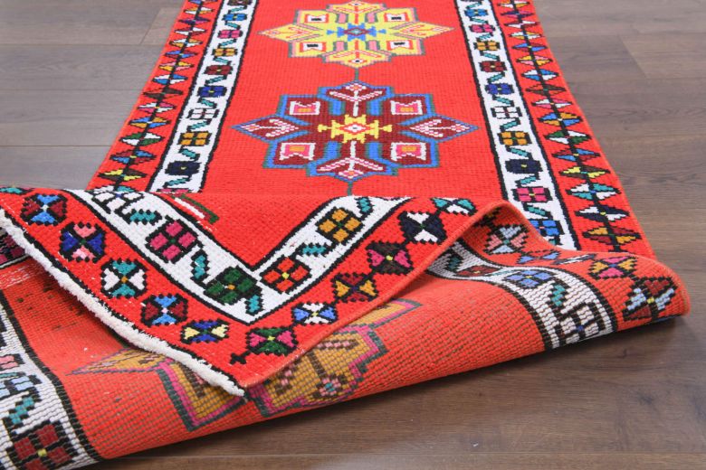 Brilliant Hand-Knotted Vintage Anatolian Runner Rug
