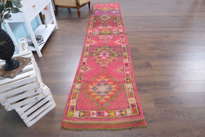 Hand-Knotted Vintage Runner Rug